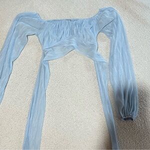 Baby blue tie up crop top!